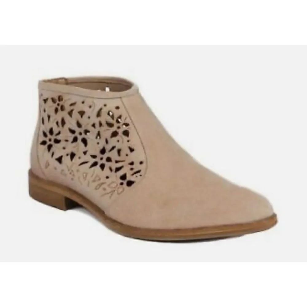 ITALEAU Women's Perla Suede Eyelet Detail Ankle Bootie HandMade in Italy Size 36